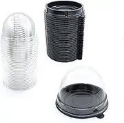 MR.FOAM Clear Plastic Mini Cupcake Containers, 50 PC Desk Pet Holders Mooncake Boxes Muffin Pod Dome Muffin Single Holders Individual Cupcake Containers Plastic Disposable (Black, 50pc)