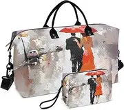 [ZRYSMY] Duffel Bag for Traveling, Women Man Rain Art Travel Bag Gym Bag, with Multiple Interior Pockets Shoulder Weekender Bag for Women Men with Toiletry Bag 20.5L x 1.9W x 13.8H, Multi-Colored, one