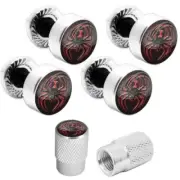 Motorcycle Polished Aluminum License Frame Tag Bolts + Valve Caps - Black Spider