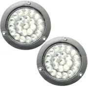 2x Round LED Tail Light Trailer Truck Camper UTE Caravan 10-30V reverse Chrome