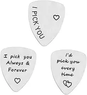 EPIGEIST 3pcs Creative Letter Guitar Picks Stainless Steel Plectrum Durable Musical Instrument Accessories for Guitar present for Father Day Lightweight and Workmanship