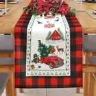 Linen Christmas Table Runner Elk Pattern Table Flag Tablecloth Christmas