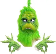 Green Monster Mask And Gloves For Adult Thief Cosplay Props Christmas Decoration