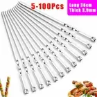 10-100PCS LONG Metal Kebab Grill Steel Sticks Flat UK BBQ Skewers Barbecue Meat