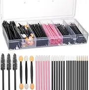 300pcs Disposable Makeup Tool Kit,Brow brush/Mascara brush/Lip Applicators/Eyeshadow applicators/Eye liner brush, Makeup Disposable Accessories With Organizer Box