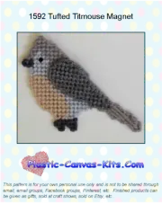Tufted Titmouse Bird Magnet-Plastic Canvas Pattern or Kit