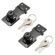 Keyed Hasp Lock 81mm Twist Knob Keyed Locking Hasp Bright Black 2 Pcs