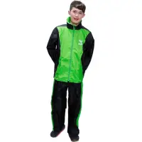 在飛比找momo購物網優惠-【JUMP】新二代挺酷套裝休閒風雨衣-黑綠+通用鞋套(速)