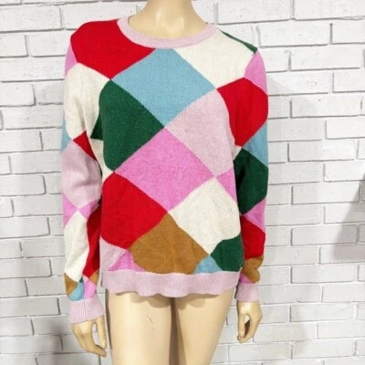 Boden Women’s Colorful Argyle Women's Sweater - Size Large