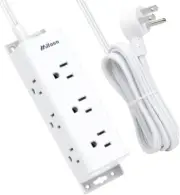 Surge Protector Power Strip - 9 Widely Spaced Multi Outlets, Wall 5 FT, White