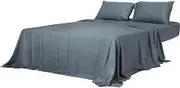 Dreamz Bamboo Sheet Set with Flat Sheet, Fitted Sheet, and 2 Pillowcases - Cool, Soft, Breathable, Hypoallergenic, Anti-Wrinkle, Elastic-Edged, Machine Washable, Easy Care(Queen, Charcoal)