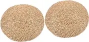 HANABASS 2pcs Round Woven Straw Cushion Japanese Style Floor Mat Meditation Pillow Yoga Pad Tatami Seat Bay Window Windowsill Pad