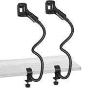 2Pcs Desktop Microphone Stand Tabletop Mic Holder w/ Flexible Gooseneck for Desk