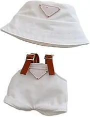 17cm Clothes for Labubu, Hat & Overalls Set for Labubu Accessories Suit, Cute Clothes for Labubu Dress up Unique Style White