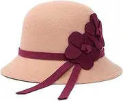 [Yiozoi] Women's Fashionable Fedora Hat Flower Top Hat Fluffy Felt Hat
