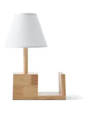 [Sherwood Home] Marie Wooden Bedside Table Lamp With Bookshelf in Brown