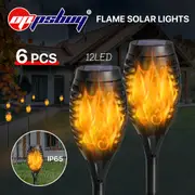 Oppsbuy 6 Pack Outdoor Solar Torch Flame Lights LED Solar Garden Lights Waterproof Pathway Lights