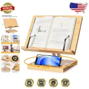 Bamboo Book Holder: Foldable Desktop Stand for Recipes, Music & Textbooks