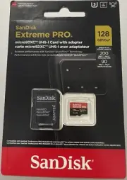 SanDisk 128GB Extreme PRO microSD + SD Adapter Read 200Mbs Write90Mbs with A2