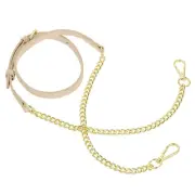 Adjustable Leather Chain Straps, 49" Purse Chain Strap (Light Apricot, Gold)