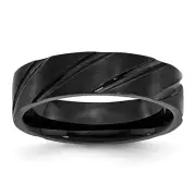 Chisel Titanium Brushed and Polished Black IP-plated Swirl Design 6mm Band