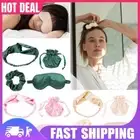 4Pcs Set Eye Cover Adjustable Silk Head Wrap Soft Headband Storage Bag for Women