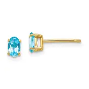 14k Yellow Gold 5x3mm Oval Blue Topaz Earrings