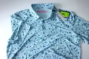 Robert Graham Asteroid Space Polo Shirt Performance Blue New Large L