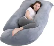 Pregnancy Pillow J Shaped Full Body Pillow with Velvet Cover Grey Pillow