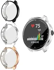 Intended for Garmin Vivoactive 3 Watch Replacement TPU Protective Cases Armor Rugged Cover Sleeves Shock-Proof/Scratch-Resistant (Not Fit Vivoactive 3 Music Version) (Black&Silver&Sakura) (NO Film)