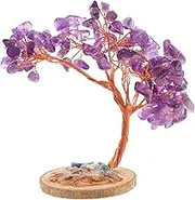 MUCKLILY Natural Amethyst Crystal Tree with Base Feng Shui Gemstone Tree Ornament for Home Office Meditation Decor Lifelike Purple Crystal Figurine for Living Room and Bedroom