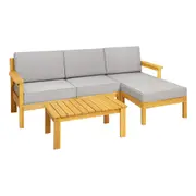 Livsip Outdoor Sofa Set Patio Furniture Wooden Table Chairs Garden Lounge 5Piece