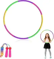 Children's Hula Hoop + Skipping Rope: 8 Sections Hula Hoop, Removable and Adjustable, Fitness Exercise for Dance, Coloured Hula Hoop, for Gymnastics, Fitness, for Children from 4 Years (1 Set)