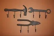 (3) Men's bathroom decor, Rustic Tools,wall hooks, Towel hooks,gifts