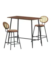 [Artiss] Table Stools Set Dining Desk in Brown