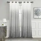 Ombre Window Curtain Panel Linen Gradient Print on Rayon Blend Fabric Drapery...