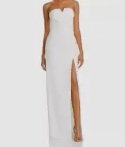 $195 Aidan Mattox Women's White Strapless Notched Column Gown Dress Size 18