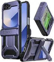 [Poetic] Spartan Case for Samsung Galaxy Z Flip 6 5G (2024), [Kickstand][Built-in Screen Protector][Hinge Protection][20FT Drop Tested], Full-Body Rugged Shockproof Protective Cover, Midnight Blue