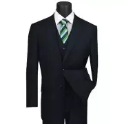 BIG & TALL Men's Navy Blue Pinstripe 3-Piece 2-Button Classic-Fit Suit NWT