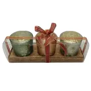 Mercury Glass Tealight Votive Candle Holders w Stars Portofino Home Set of 3 NIB