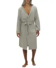 Gap Men's Hooded Waffle-Knit Robe - Heather Grey-Medium