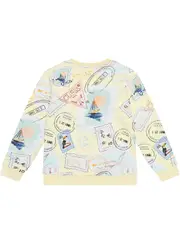 GUESS Blue Floral Tile Active Top Size: 6/7, Cotton