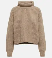 [Loro Piana] Loro Piana Ribbed-knit cashmere turtleneck sweater AU 12 brown
