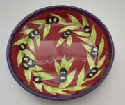 NEW! Laurie Gates Pasta Bowl Red / Purple trim / Olives Gates Ware