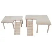 Hamster Wooden Platform with Legs Natural Chew Toy with Climbing Ladder