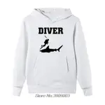 DIVER SHARK FISH SCUBA DIVER SEA 生日禮物浮潛腳蹼連帽衫夾克原宿