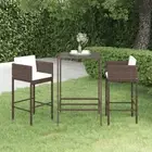Stylish Outdoor Bar Table And Stool With Cushions PE Rattan Patio Furniture 3pcs