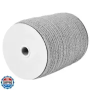 CAQUBO Braided Macrame Cord 8mm x 65 Yards, Grey, Unbleached Natural Braided