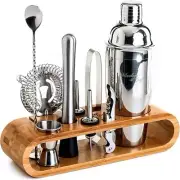 Mixology Bartender Kit 10piece Bar Tool Set With Bamboo Stand Home Bartending K