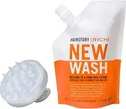 New Wash (RICH) Hair Cleanser & Conditioner, 8oz Pouch + Scalp Brush, Extra Moisturizing, Improves Softness, Natural Ingredients, Protects Color & Eliminates Frizz, Sulfate & Paraben Free